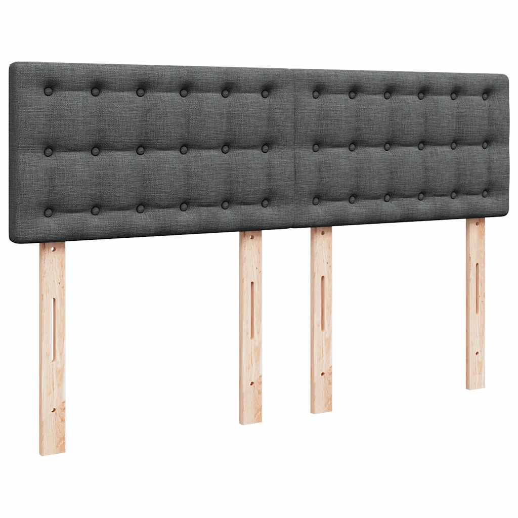 Lit ottoman avec matelas et LED gris foncé 140x200 cm tissu - XIOS