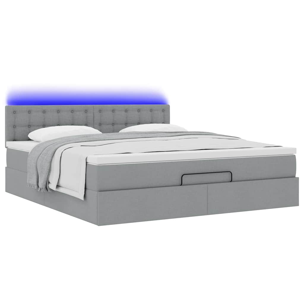 Lit ottoman avec matelas gris clair 160x200 cm tissu - XIOS