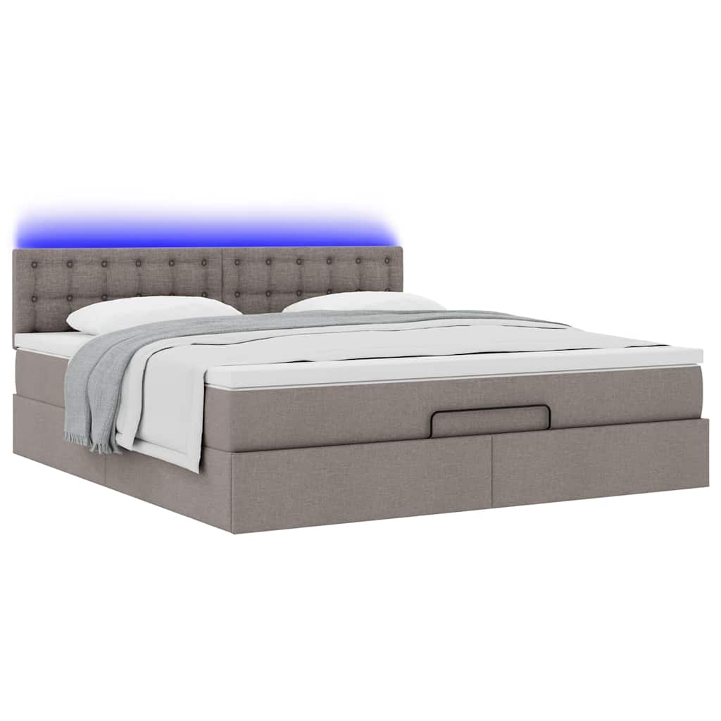 Cadre de lit ottoman avec matelas taupe 160x200 cm tissu - XIOS