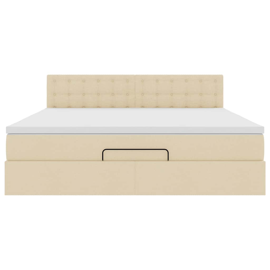 Cadre de lit ottoman avec matelas crème 160x200 cm tissu - XIOS