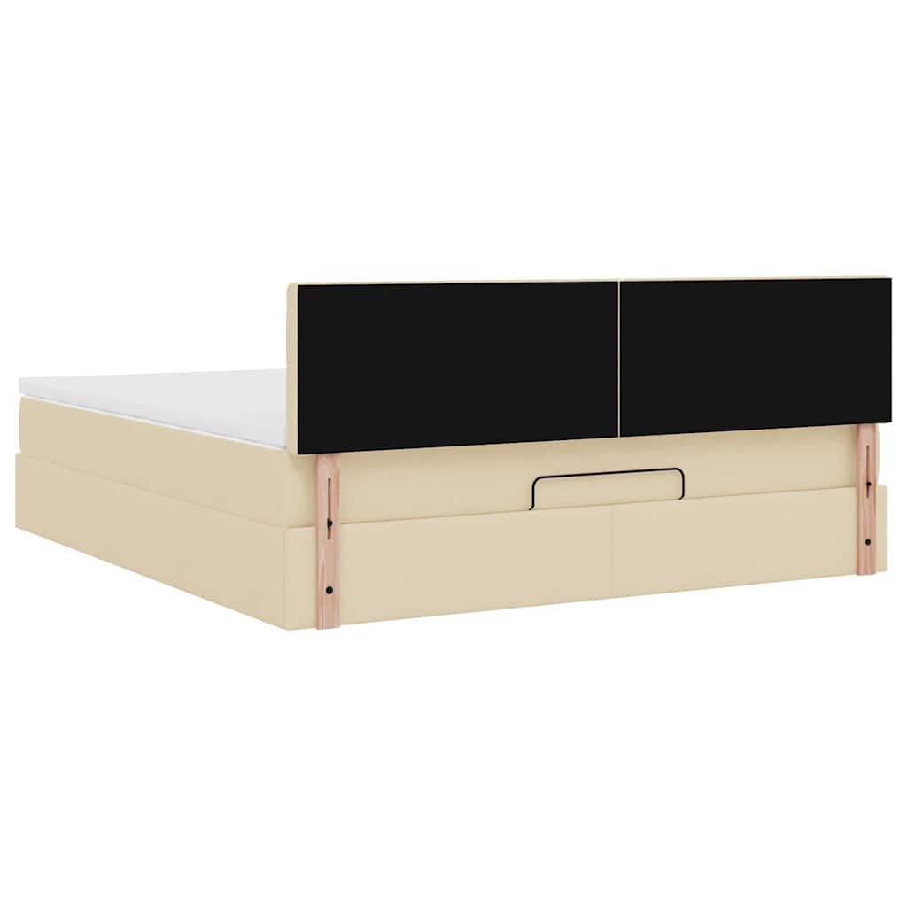 Cadre de lit ottoman avec matelas crème 160x200 cm tissu - XIOS
