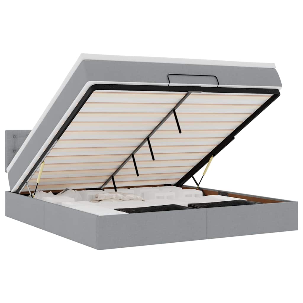 Lit ottoman avec matelas et LED Gris clair 180x200 cm tissu - XIOS