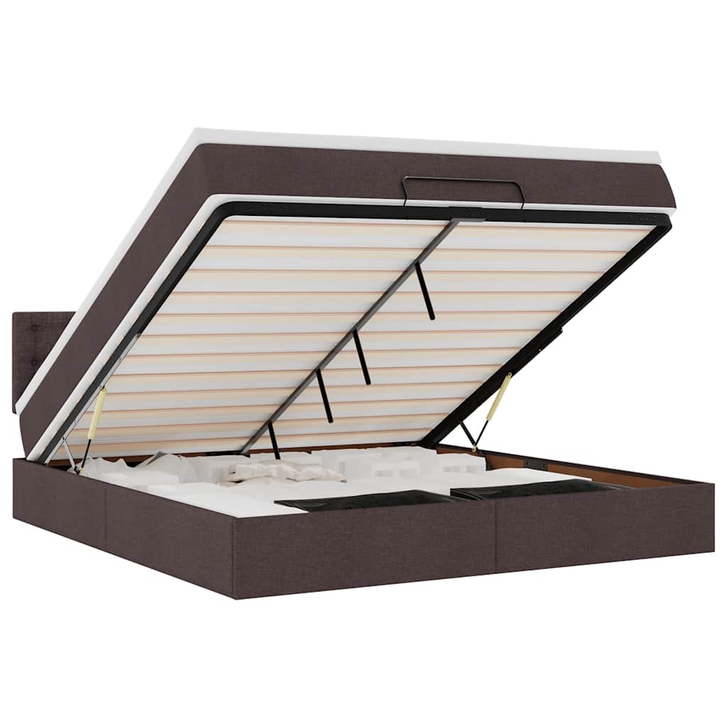 Lit ottoman avec matelas et LED Marron foncé 180x200 cm tissu - XIOS