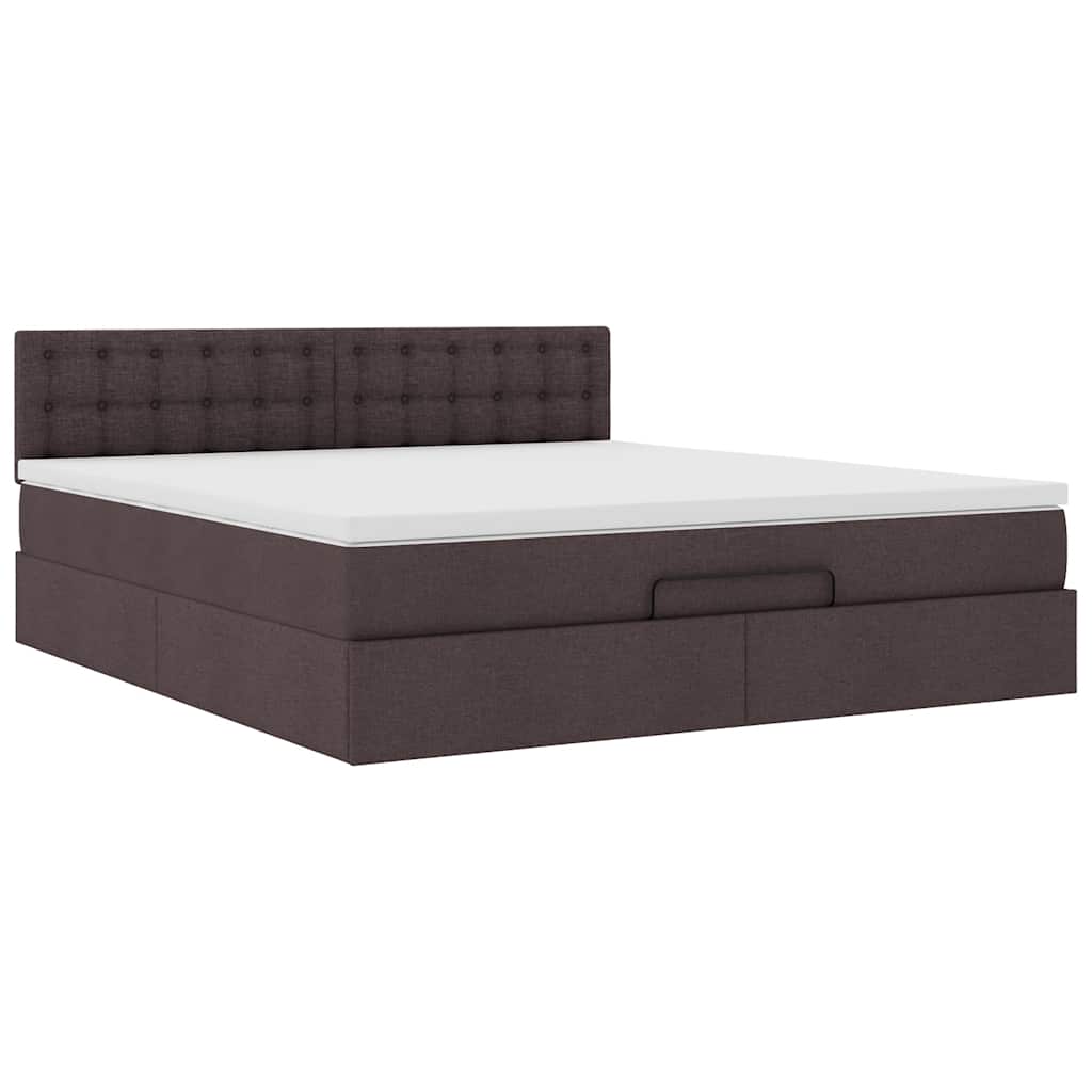 Lit ottoman avec matelas et LED Marron foncé 180x200 cm tissu - XIOS