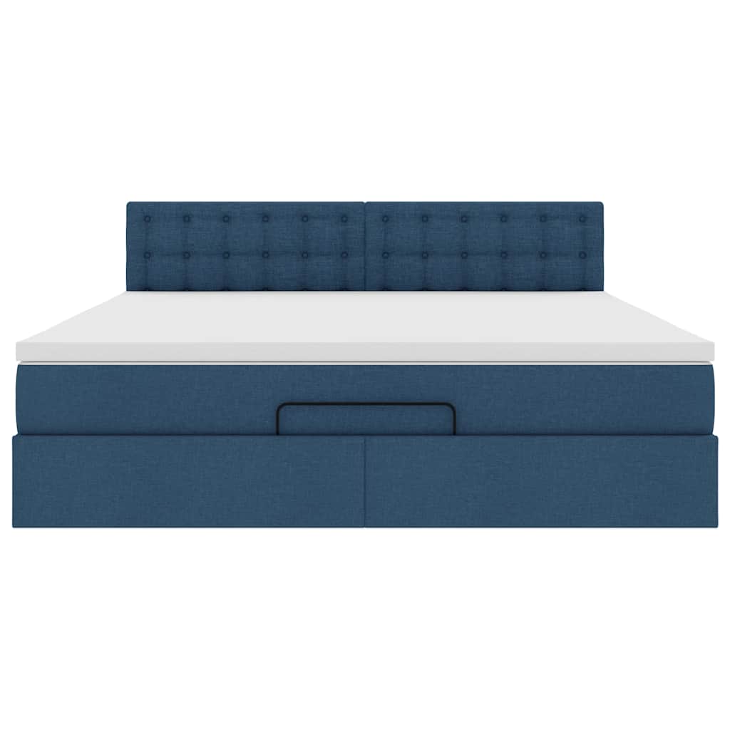 Lit ottoman avec matelas et LED bleu 180x200cm tissu - XIOS