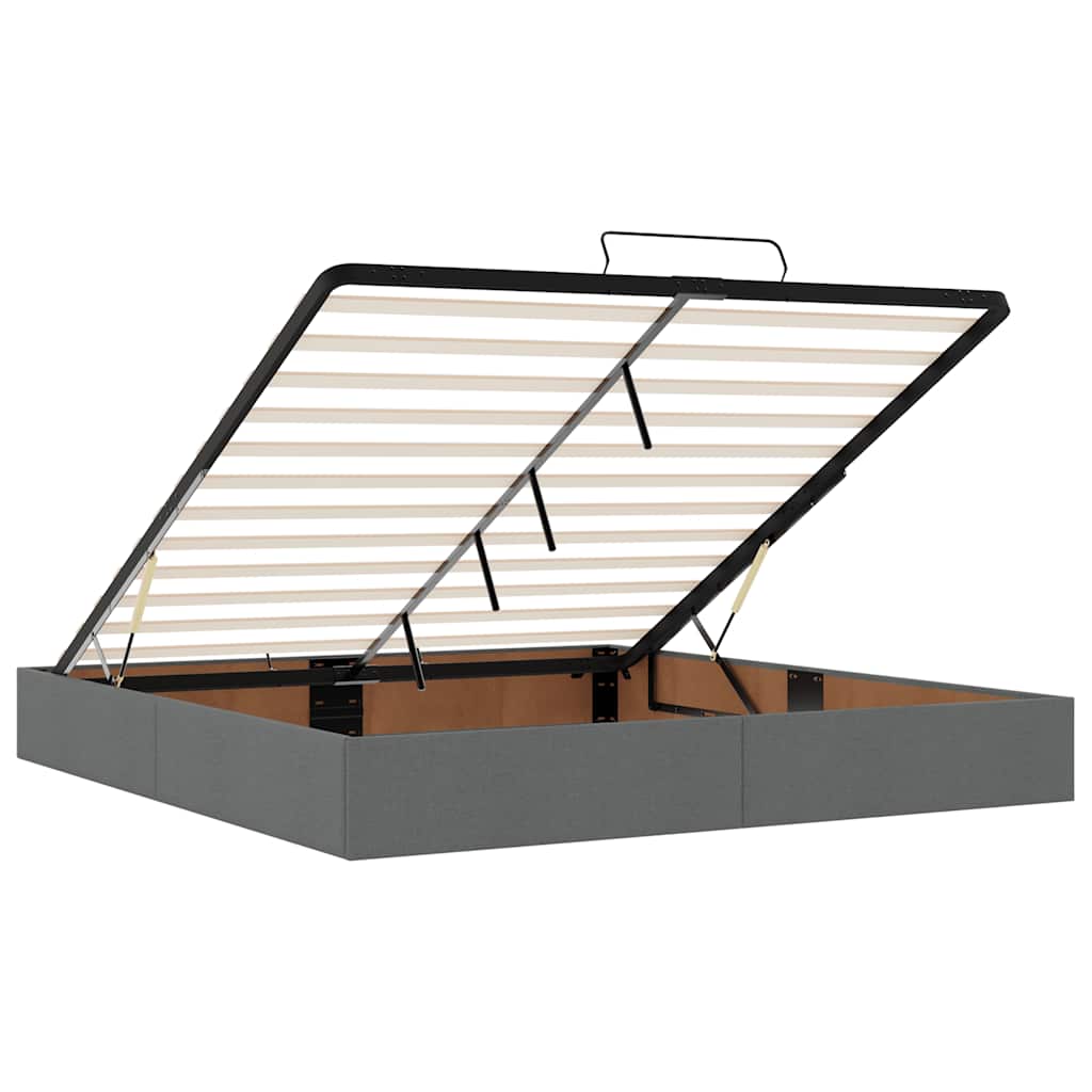Cadre de lit ottoman avec matelas gris foncé 200x200cm tissu - XIOS