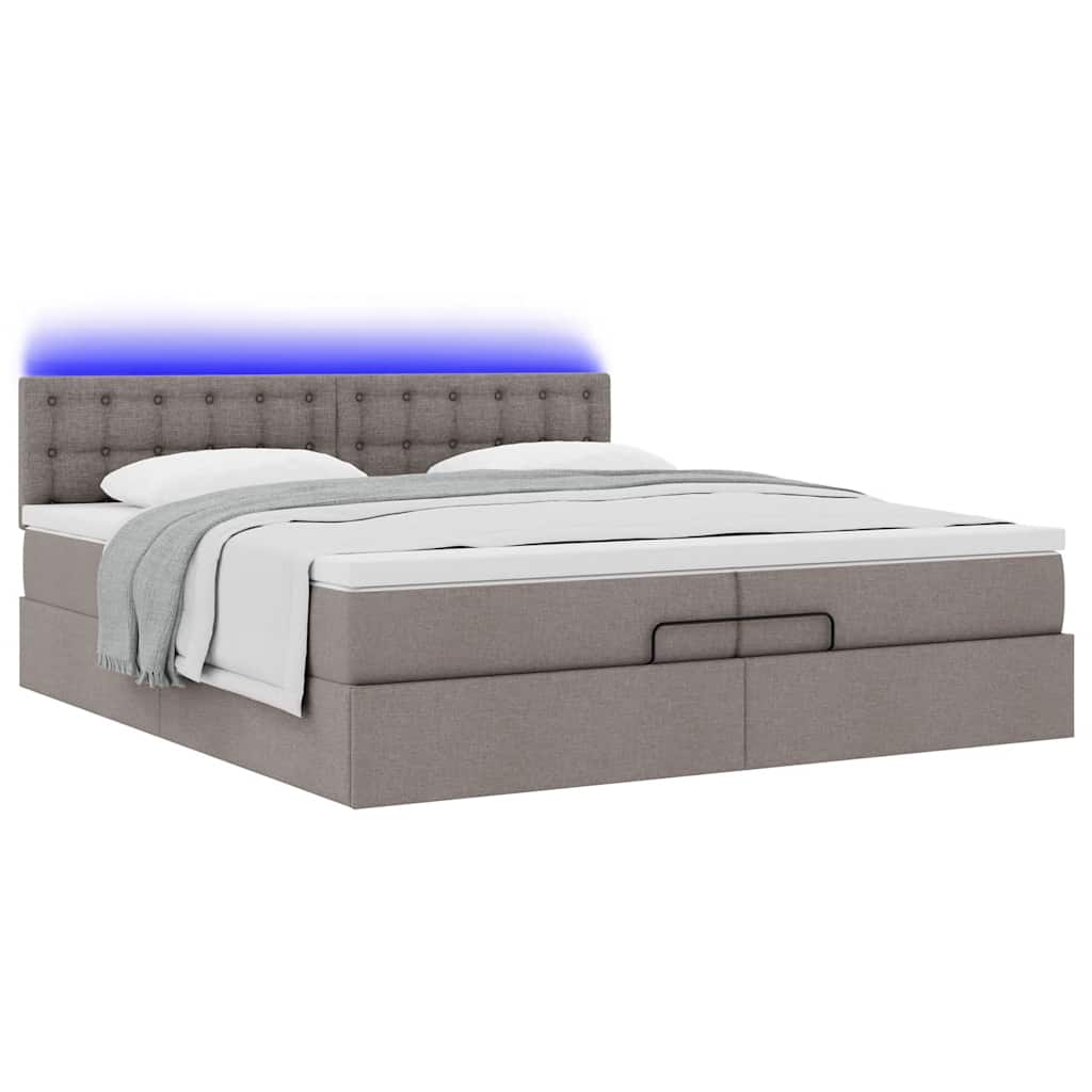 Cadre de lit ottoman avec matelas taupe 200x200cm tissu - XIOS