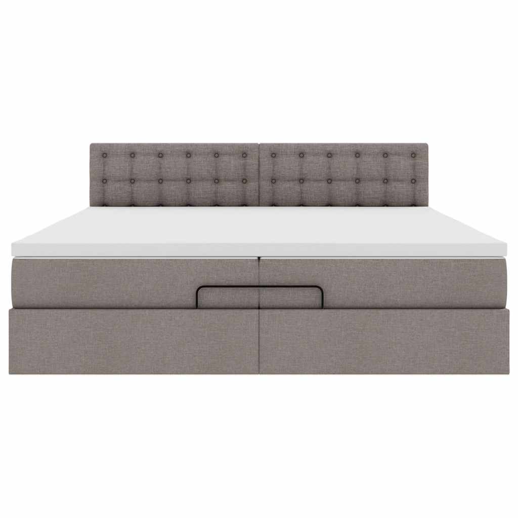 Cadre de lit ottoman avec matelas taupe 200x200cm tissu - XIOS