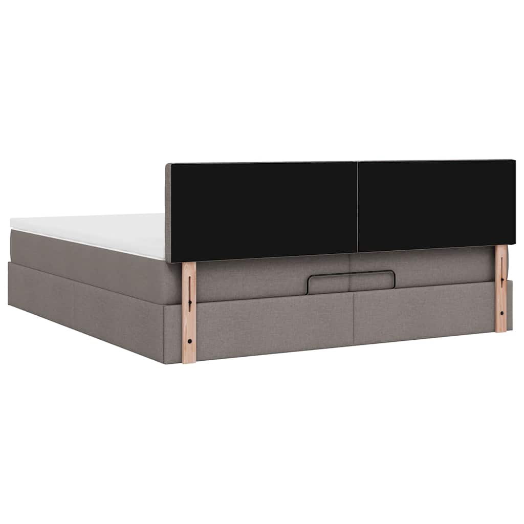 Cadre de lit ottoman avec matelas taupe 200x200cm tissu - XIOS