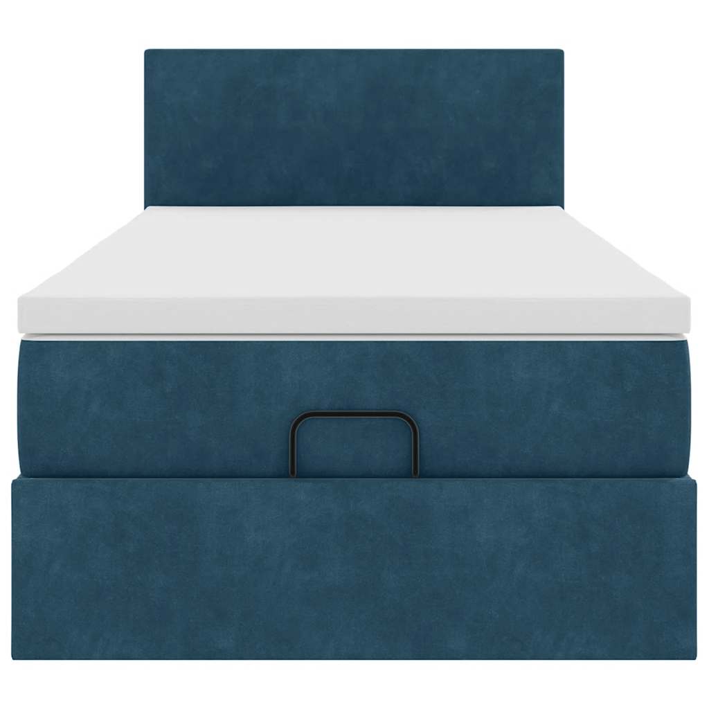 Lit ottoman avec matelas et LED bleu foncé 80x200cm velours - XIOS