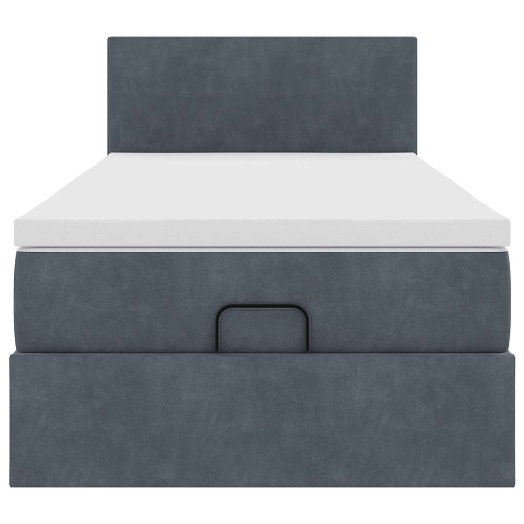 Cadre de lit ottoman avec matelas gris foncé 100x200 cm velours - XIOS