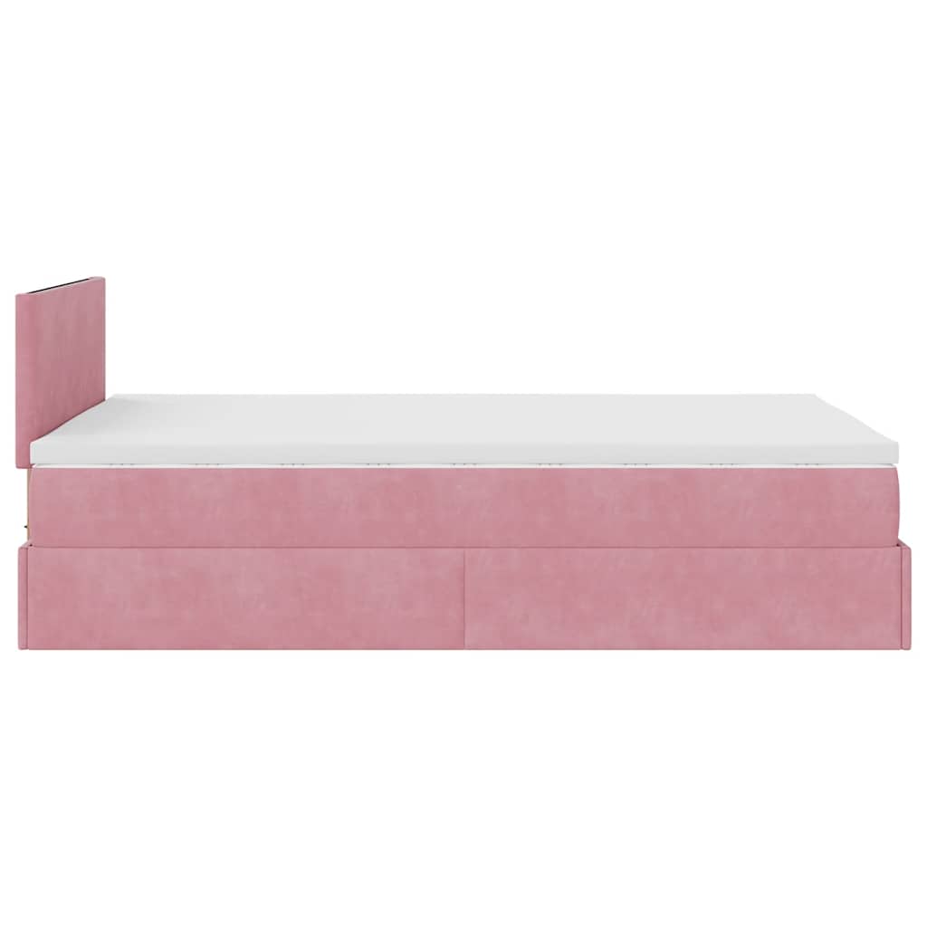 Lit ottoman avec matelas et LED rose 120x190 cm velours - XIOS