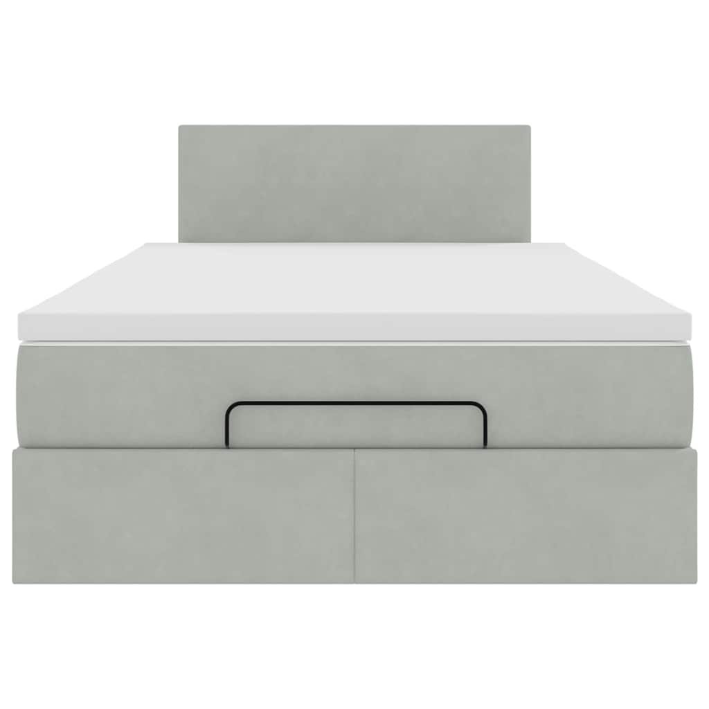 Cadre de lit ottoman et matelas gris clair 120x200 cm velours - XIOS