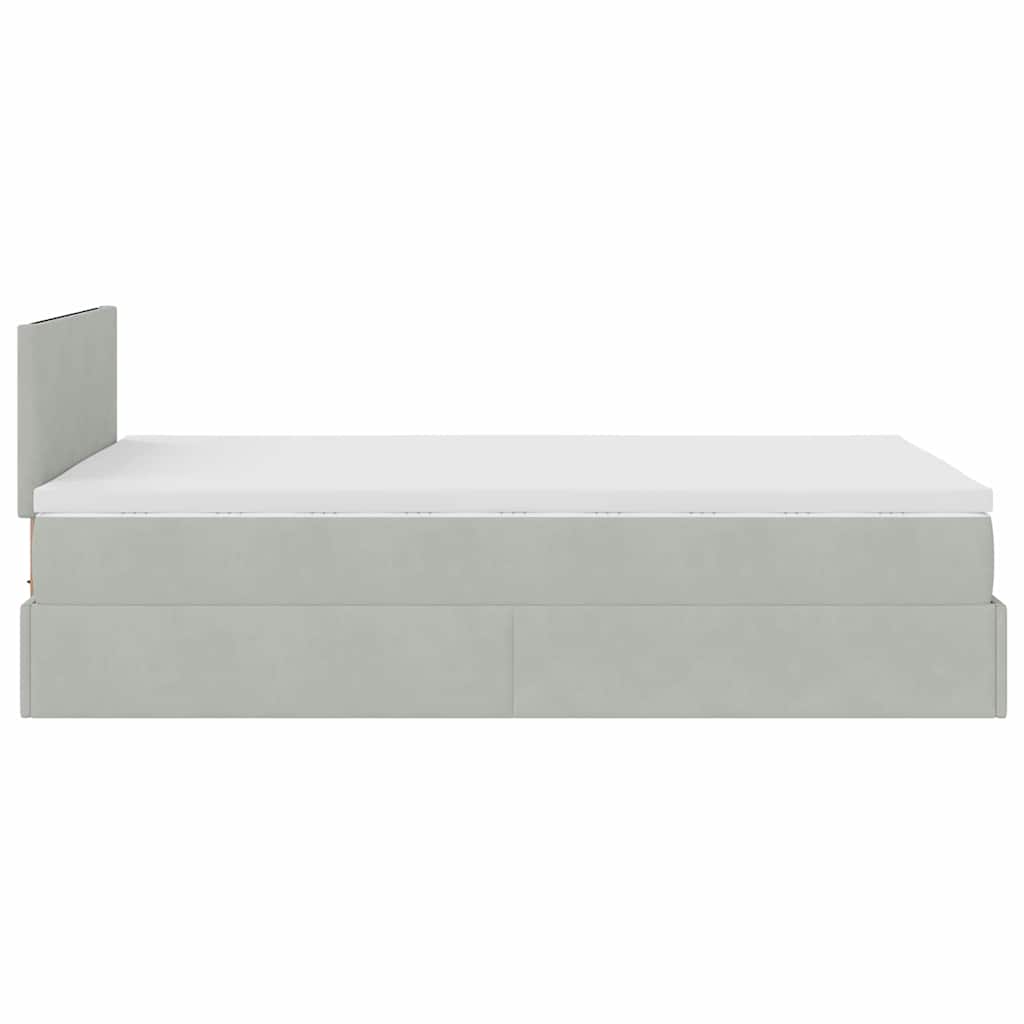 Cadre de lit ottoman et matelas gris clair 120x200 cm velours - XIOS