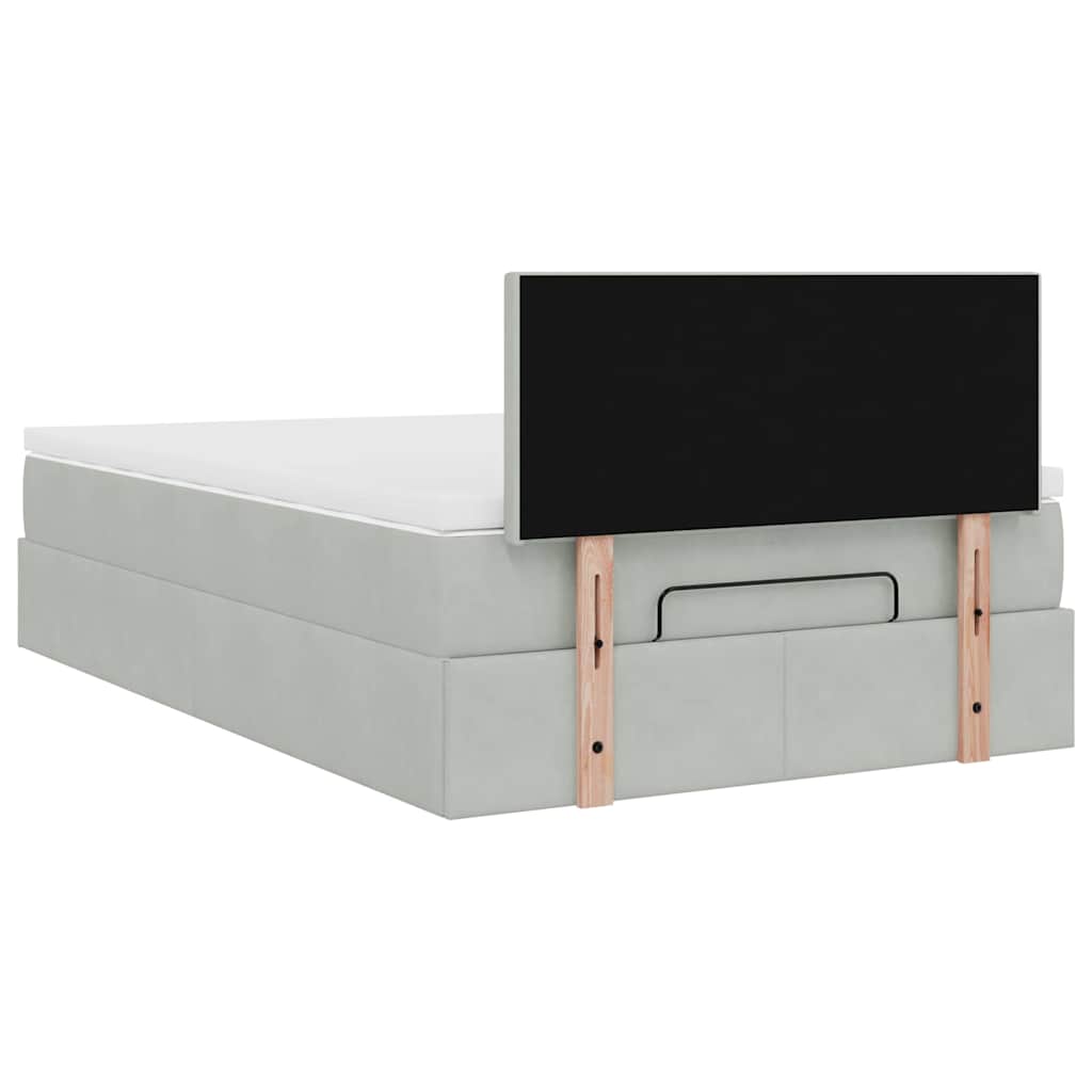 Cadre de lit ottoman et matelas gris clair 120x200 cm velours - XIOS