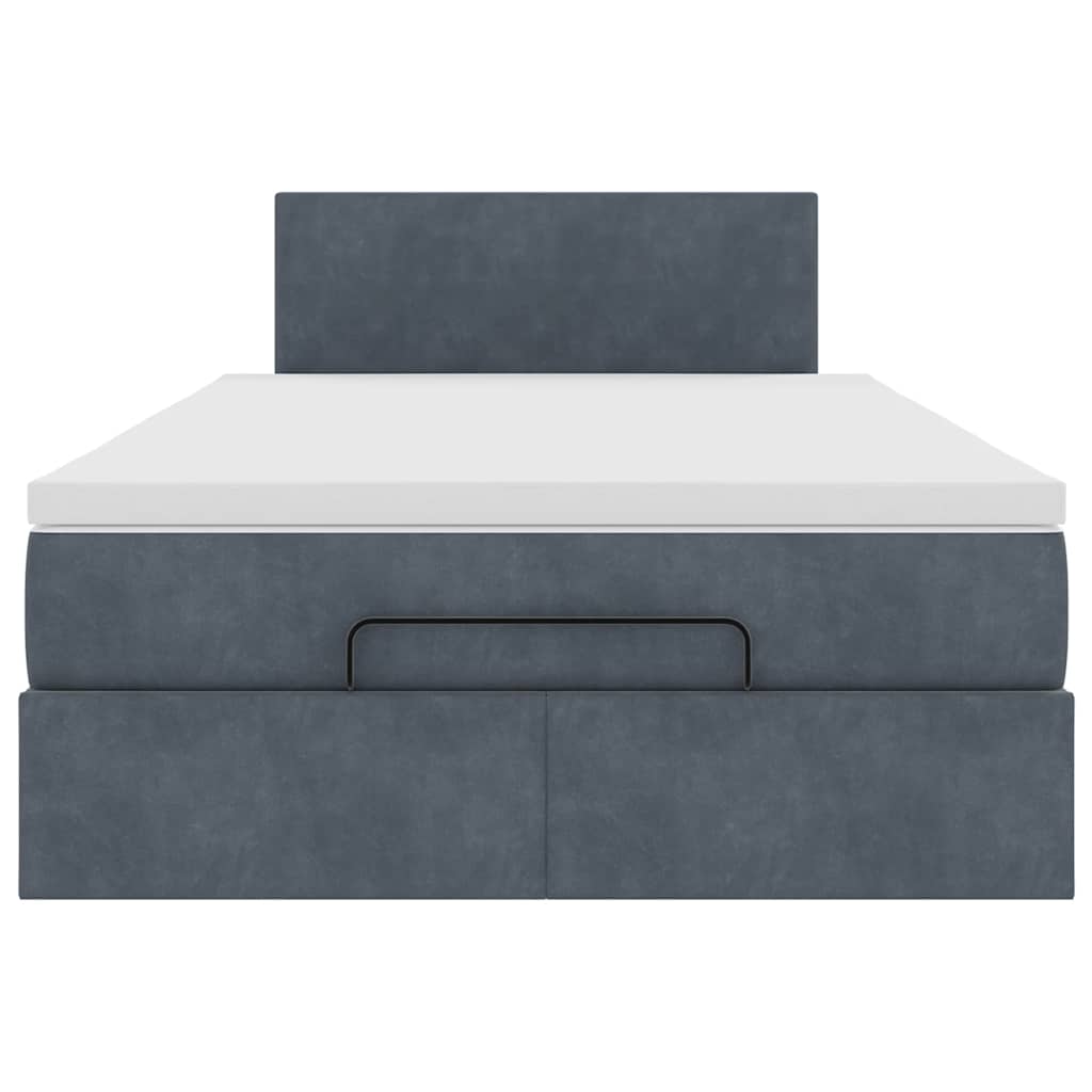 Cadre de lit ottoman et matelas gris foncé 120x200 cm velours - XIOS