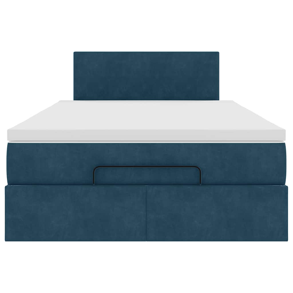 Cadre de lit ottoman avec matelas bleu foncé 120x200 cm velours - XIOS