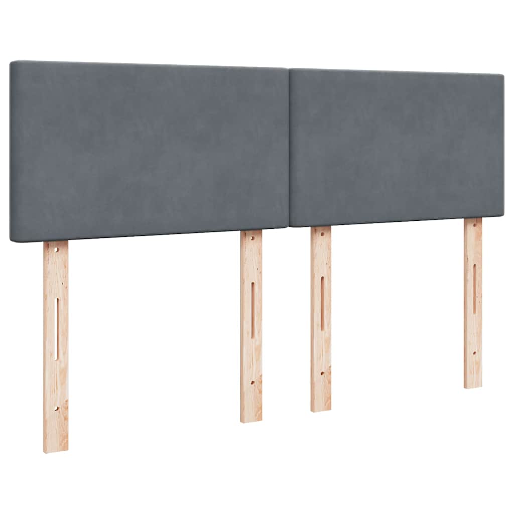Cadre de lit ottoman avec matelas gris foncé 140x190 cm velours - XIOS
