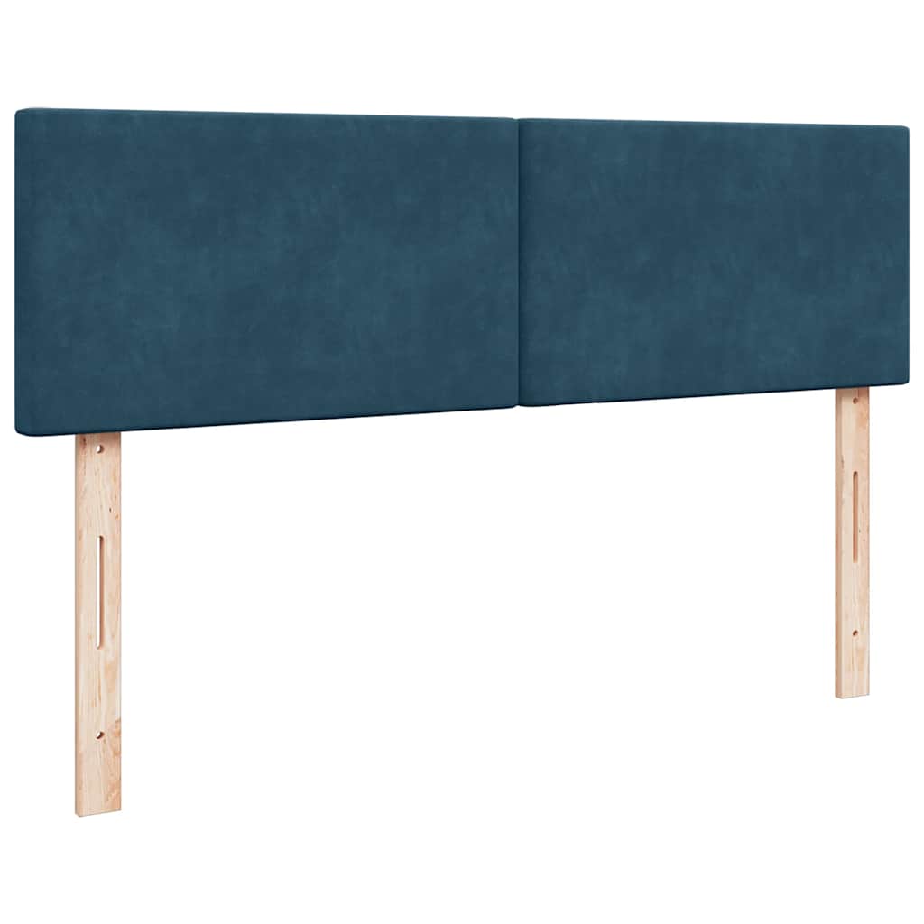 Cadre de lit ottoman avec matelas bleu foncé 140x190 cm velours - XIOS