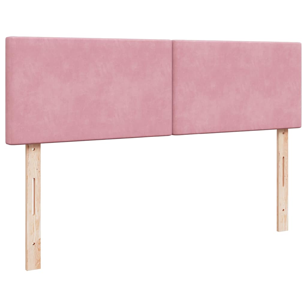 Cadre de lit ottoman avec matelas rose 140x190 cm velours - XIOS