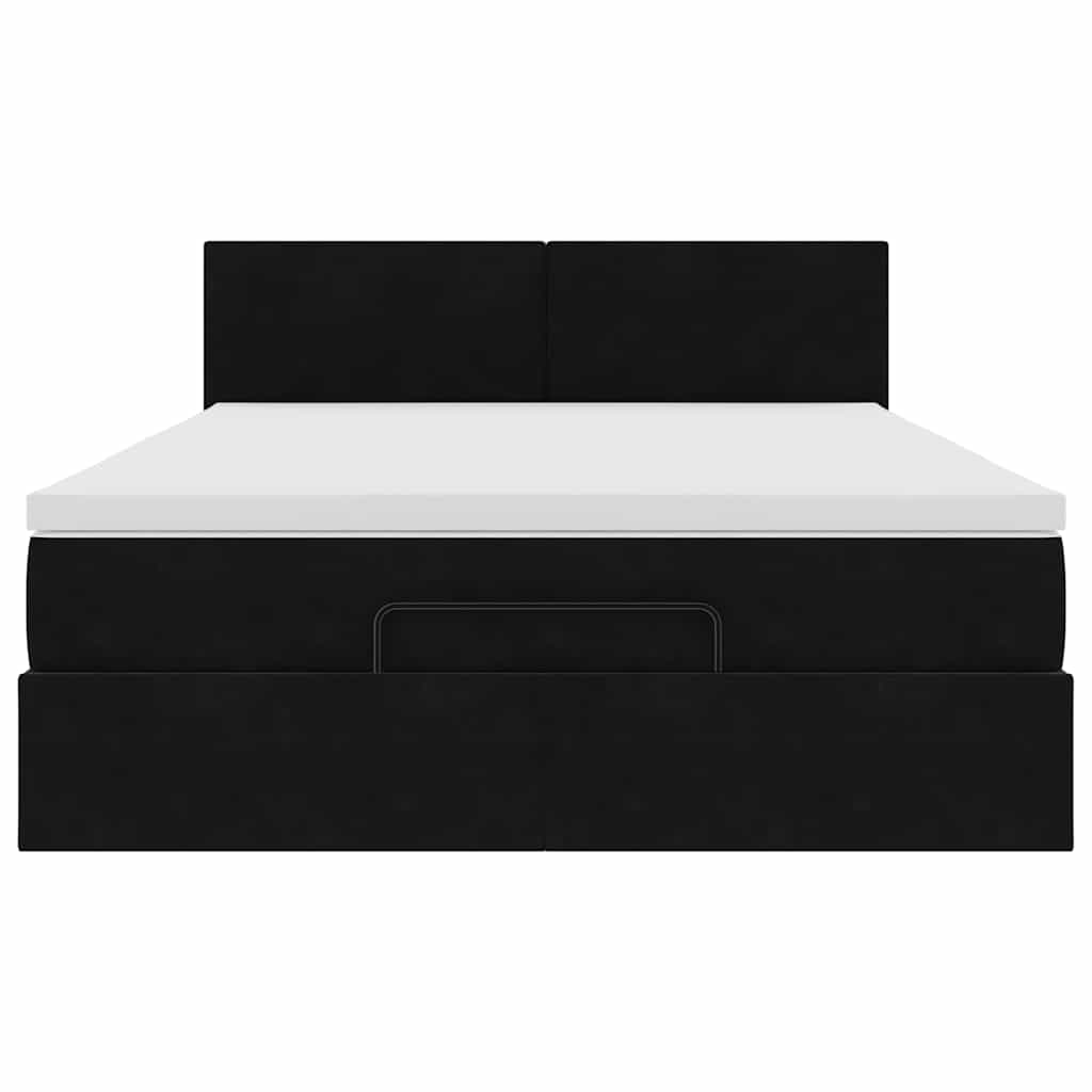 Cadre de lit ottoman avec matelas noir 140x200 cm velours - XIOS