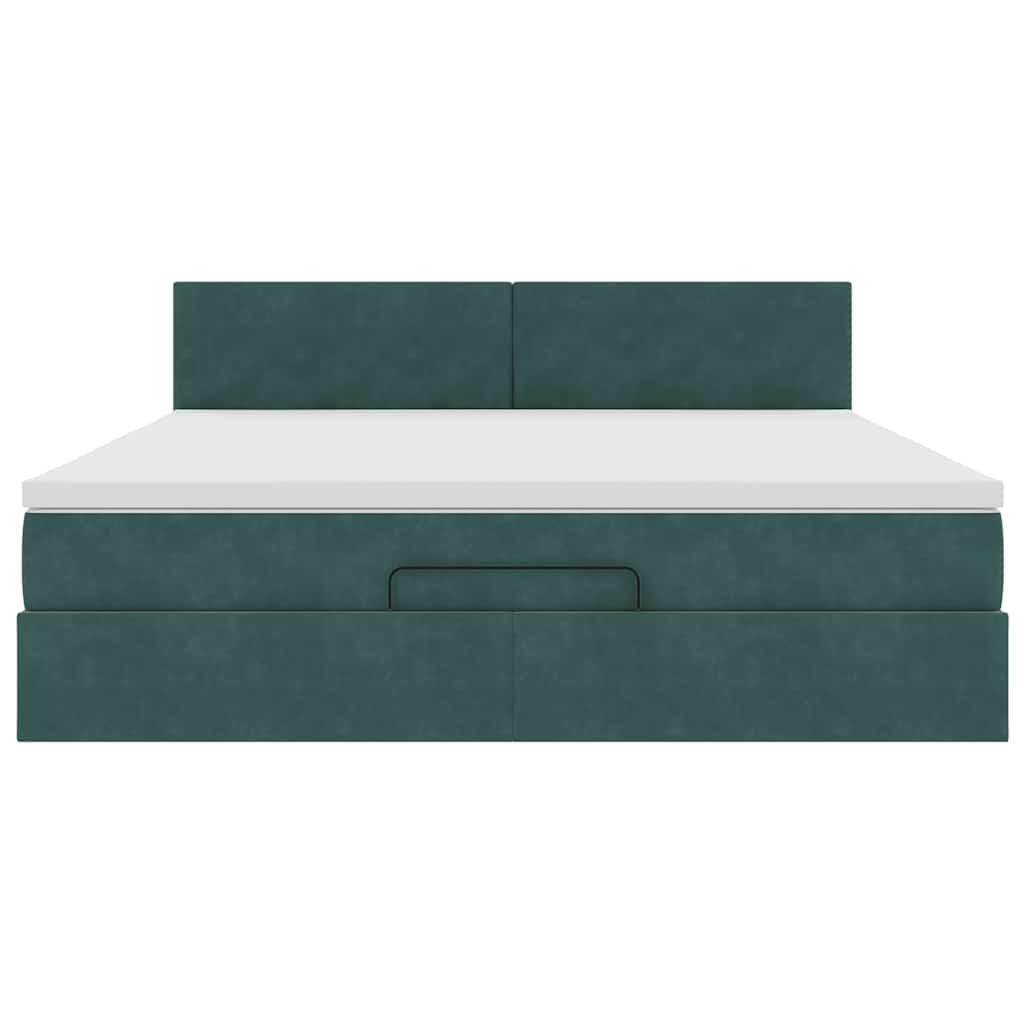 Cadre de lit ottoman avec matelas vert foncé 180x200 cm velours - XIOS