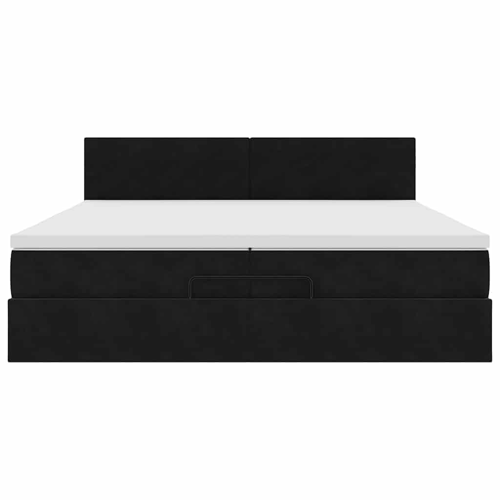 Cadre de lit ottoman avec matelas noir 200x200cm velours - XIOS