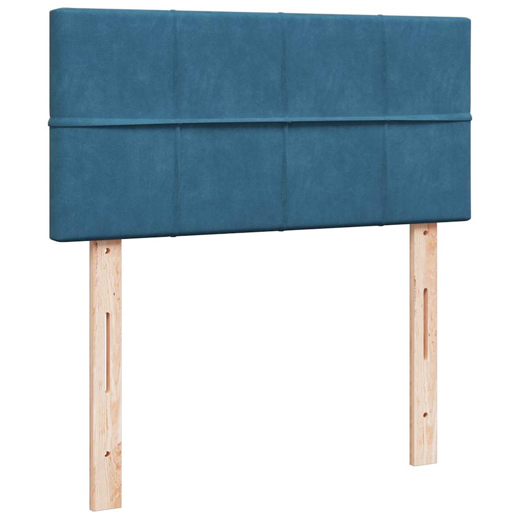 Cadre de lit ottoman avec matelas bleu foncé 90x190 cm velours - XIOS