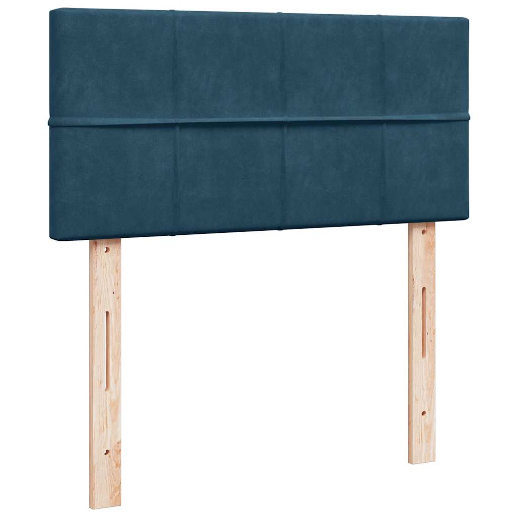 Cadre de lit ottoman avec matelas bleu foncé 90x200 cm velours - XIOS