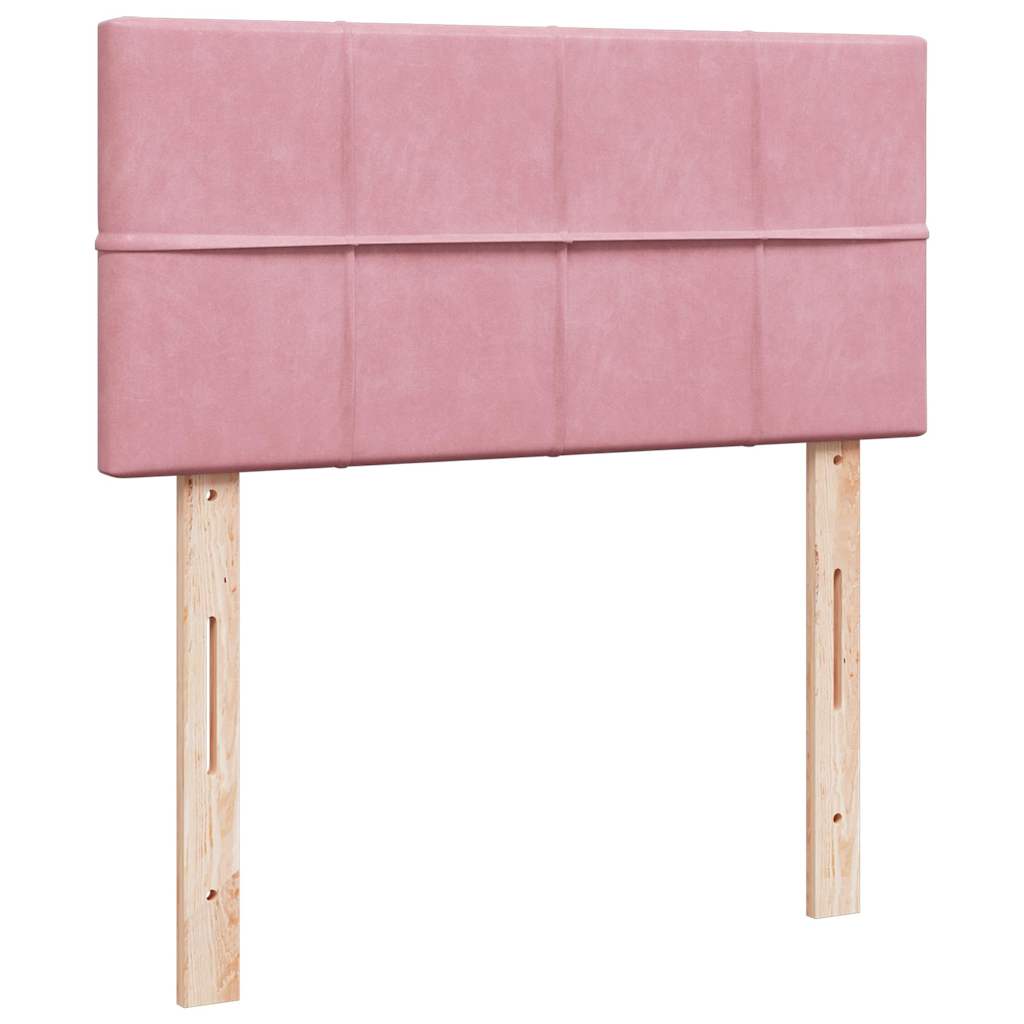 Cadre de lit ottoman avec matelas rose 90x200 cm velours - XIOS