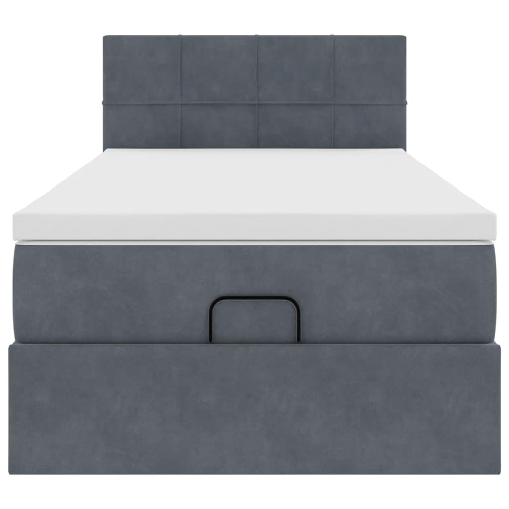 Cadre de lit ottoman avec matelas gris foncé 100x200 cm velours - XIOS
