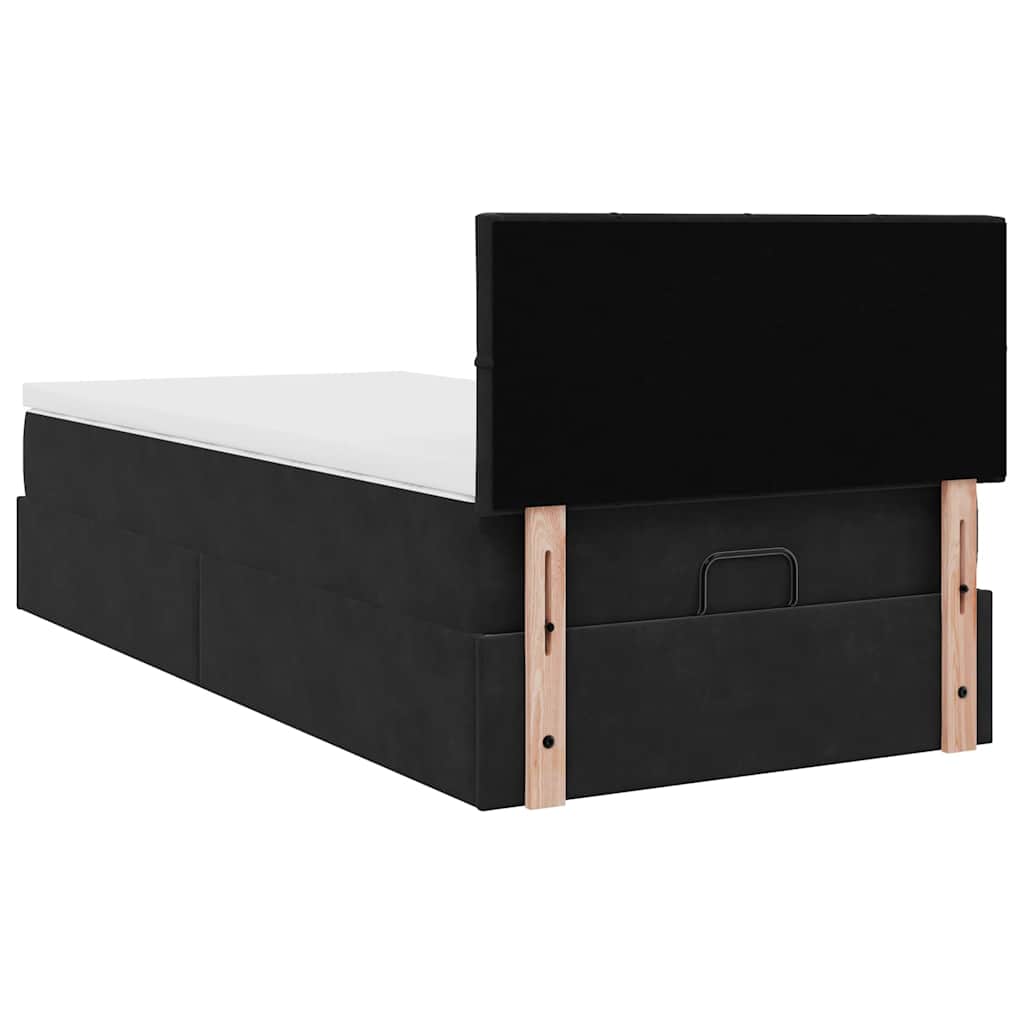 Cadre de lit ottoman avec matelas noir 100x200cm velours - XIOS