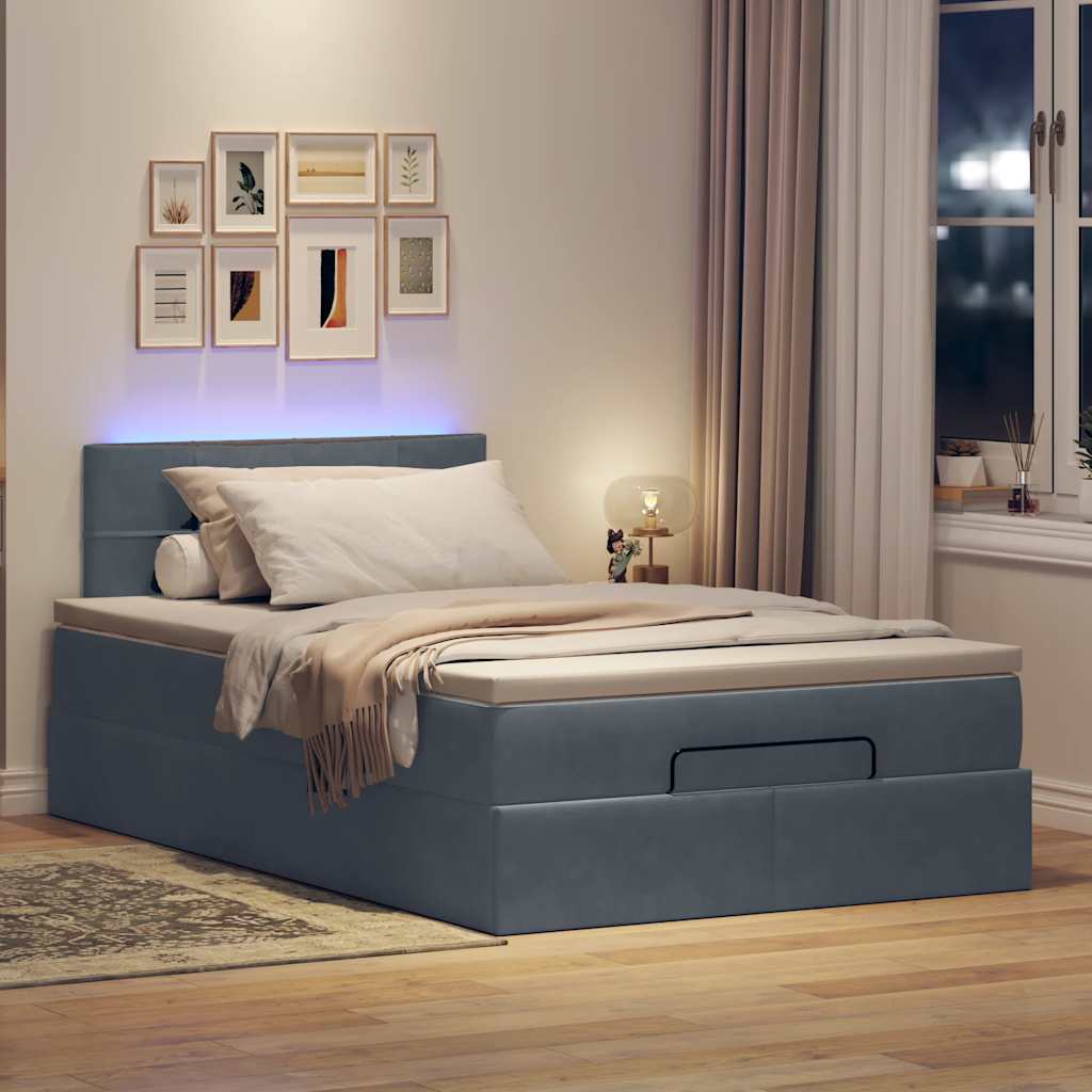 Lit ottoman avec matelas et LED gris foncé 90x200cm - XIOS