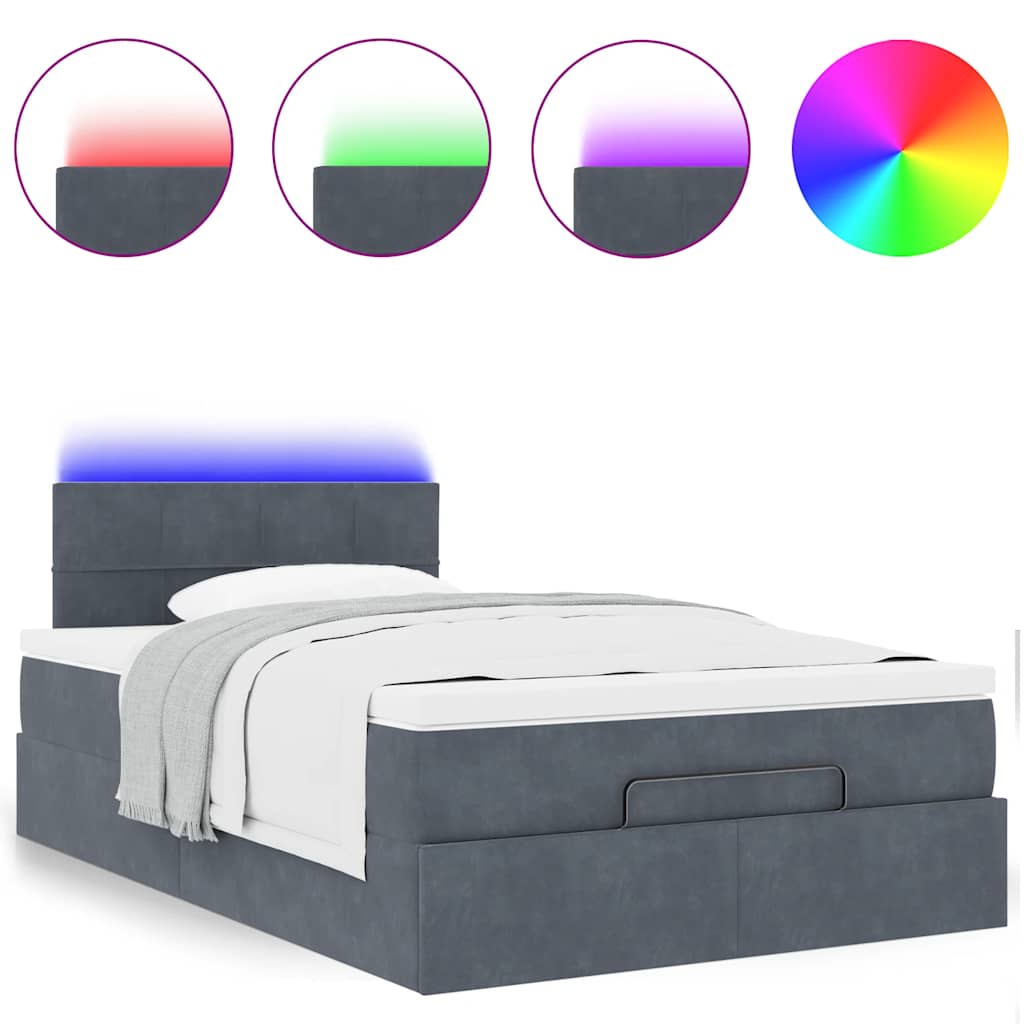 Lit ottoman avec matelas et LED gris foncé 90x200cm - XIOS