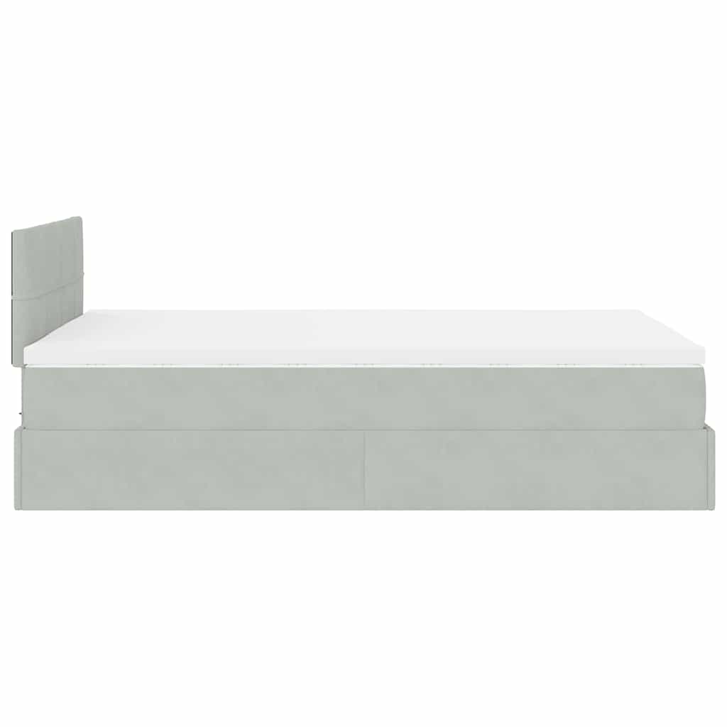 Cadre de lit ottoman et matelas gris clair 120x200 cm velours - XIOS
