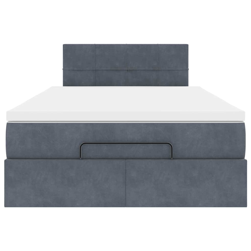 Cadre de lit ottoman et matelas gris foncé 120x200 cm velours - XIOS