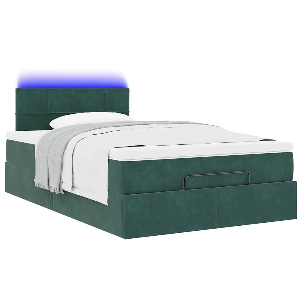 Cadre de lit ottoman avec matelas vert foncé 120x200 cm velours - XIOS