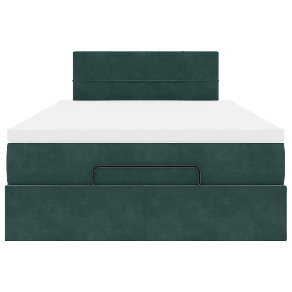 Cadre de lit ottoman avec matelas vert foncé 120x200 cm velours - XIOS