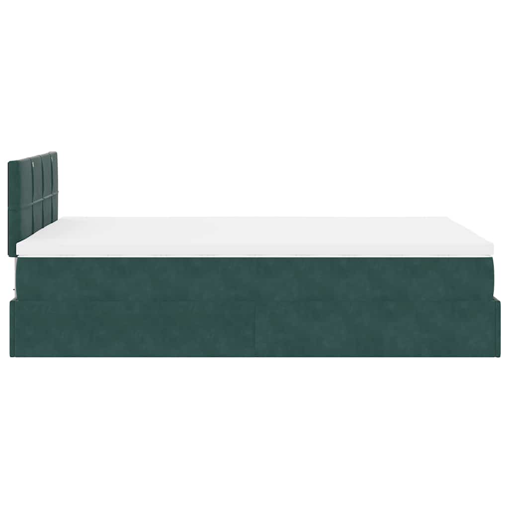 Cadre de lit ottoman avec matelas vert foncé 120x200 cm velours - XIOS