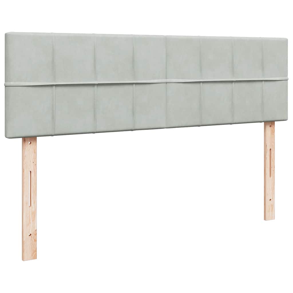 Cadre de lit ottoman et matelas gris clair 140x190 velours - XIOS
