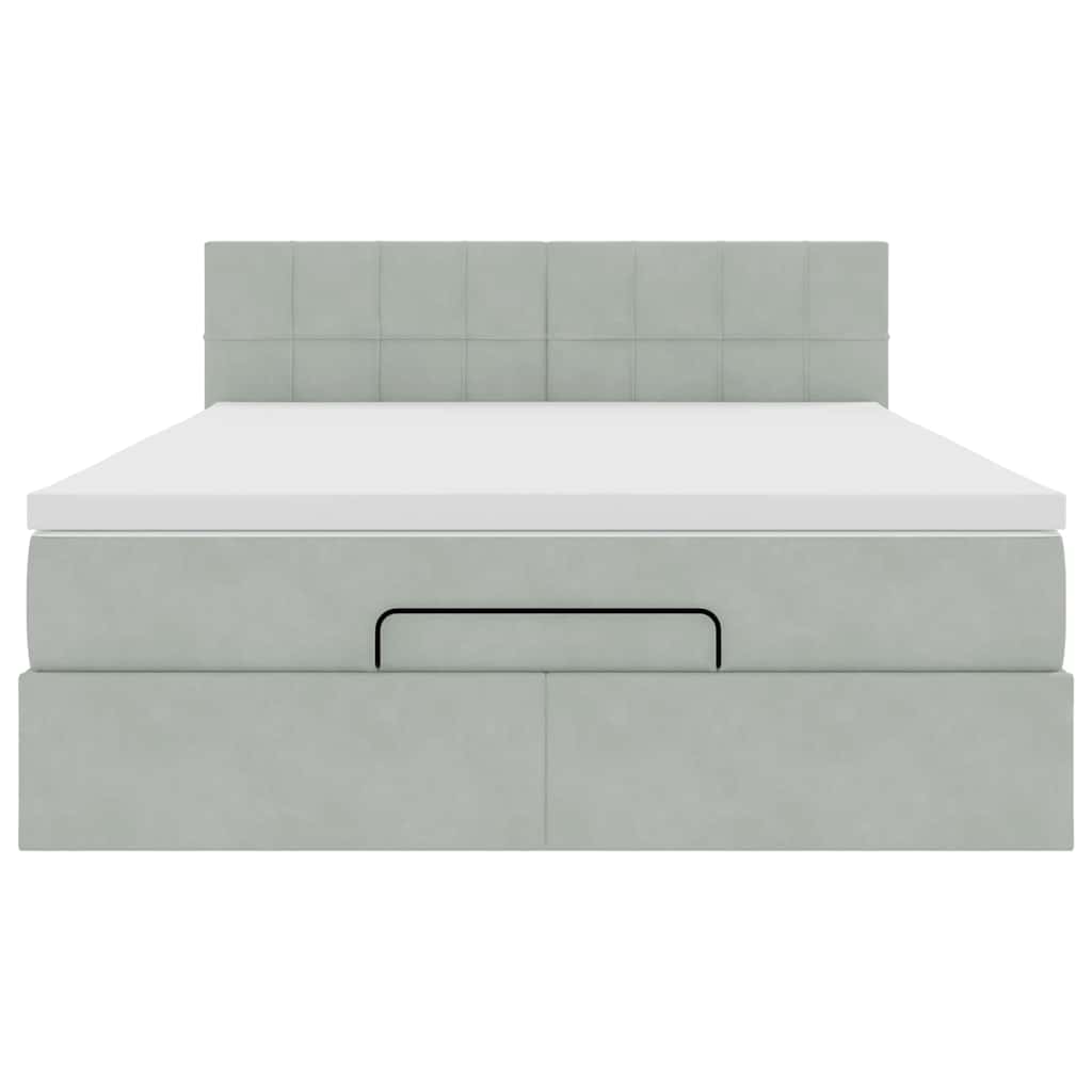 Cadre de lit ottoman avec matelas gris clair 140x200 cm velours