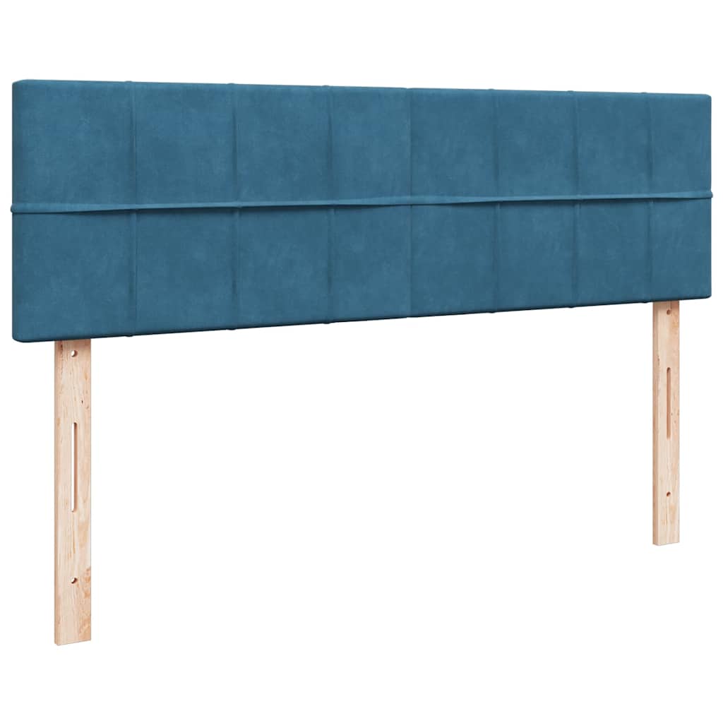 Cadre de lit ottoman avec matelas bleu foncé 140x200 cm velours - XIOS