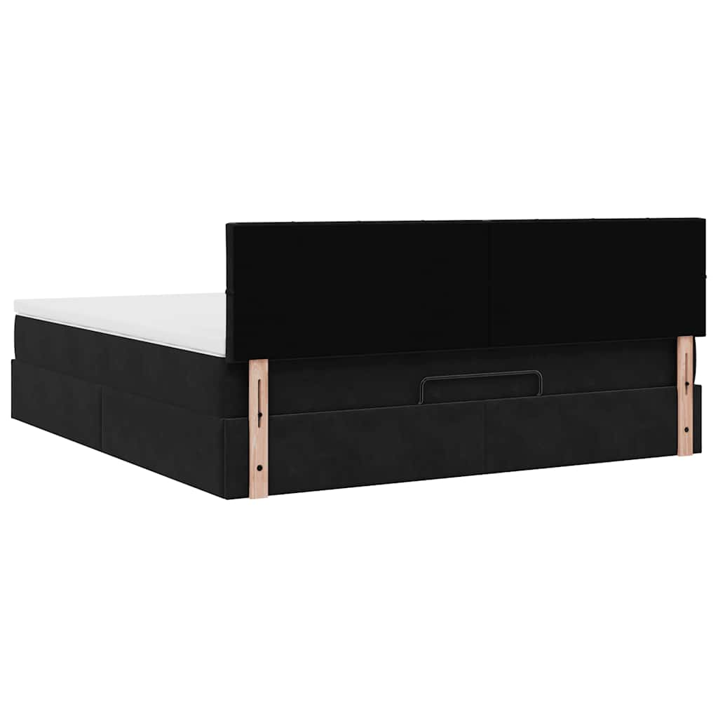 Cadre de lit ottoman avec matelas noir 160x200 cm velours - XIOS