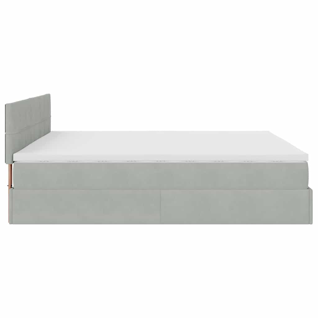 Cadre de lit ottoman avec matelas gris clair 180x200 cm velours - XIOS