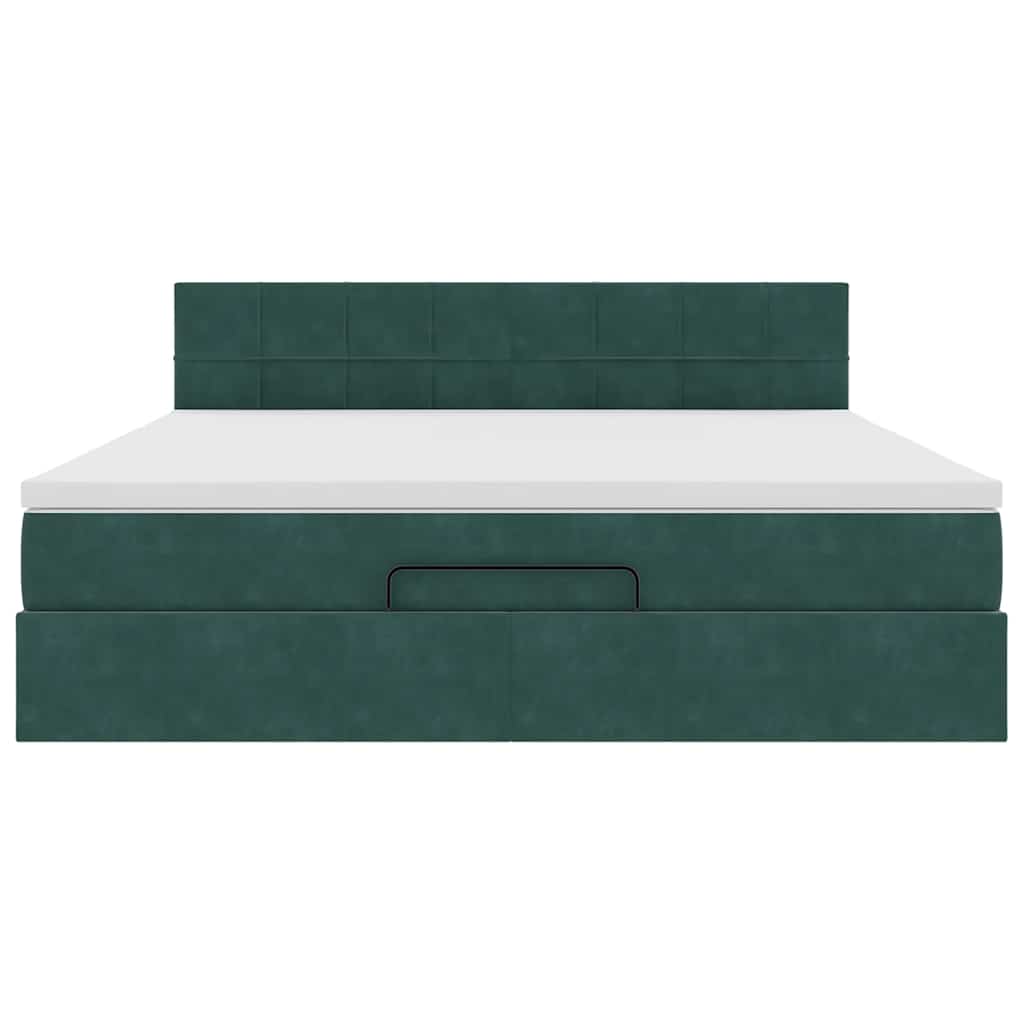 Cadre de lit ottoman avec matelas vert foncé 180x200 cm velours - XIOS