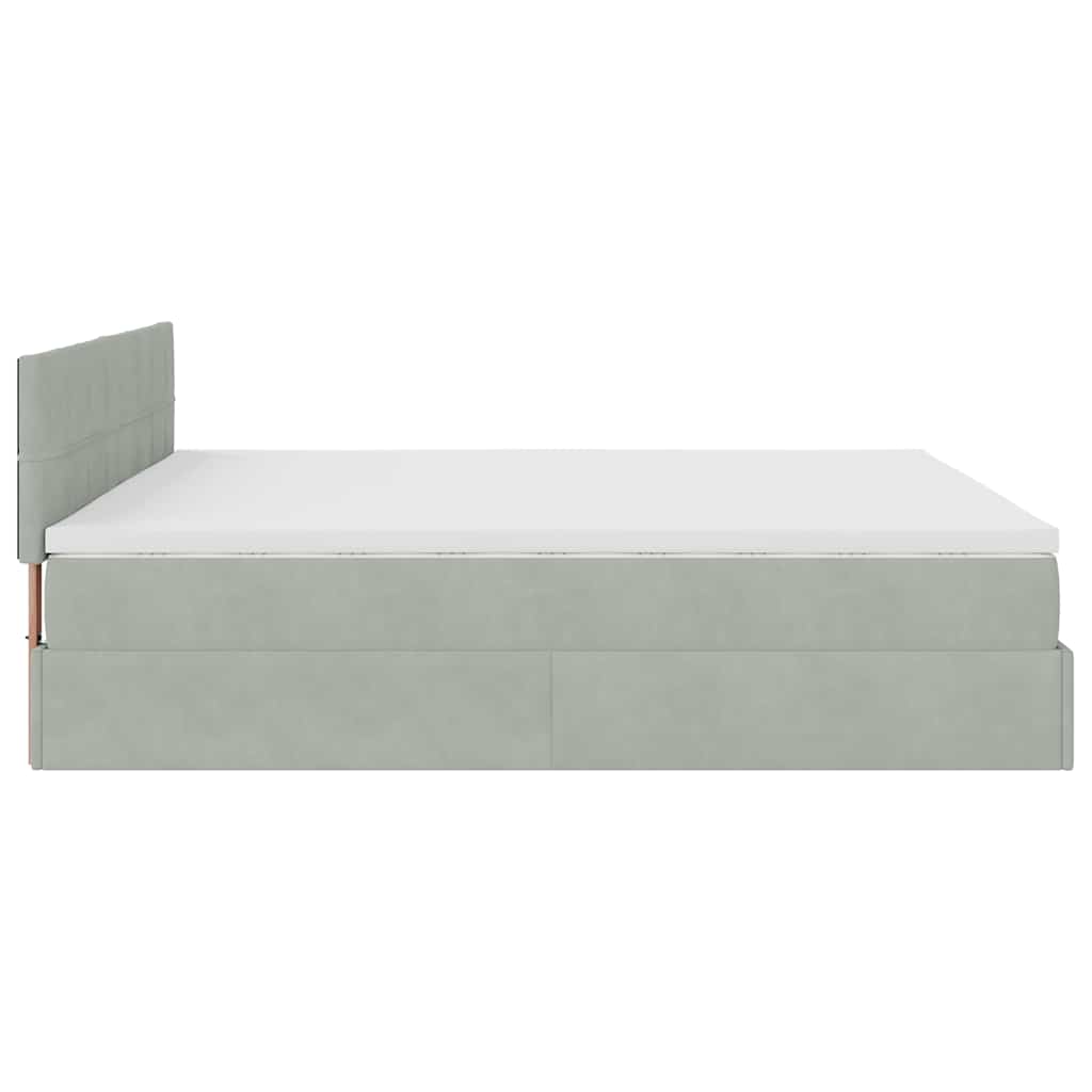 Cadre de lit ottoman avec matelas gris clair 200x200 cm velours - XIOS