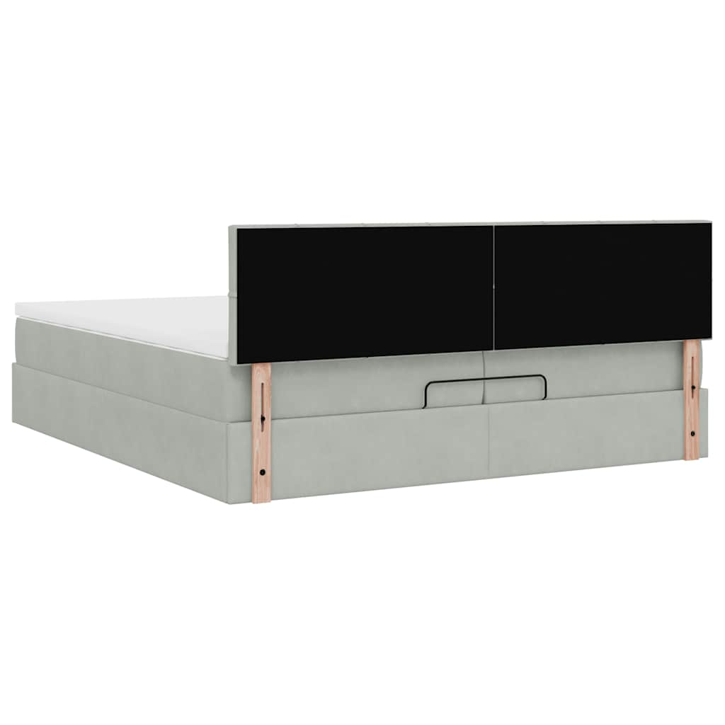 Cadre de lit ottoman avec matelas gris clair 200x200 cm velours - XIOS