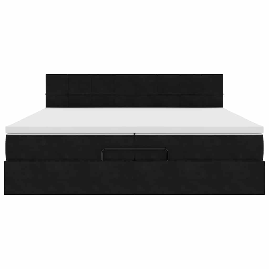 Cadre de lit ottoman avec matelas noir 200x200cm velours - XIOS