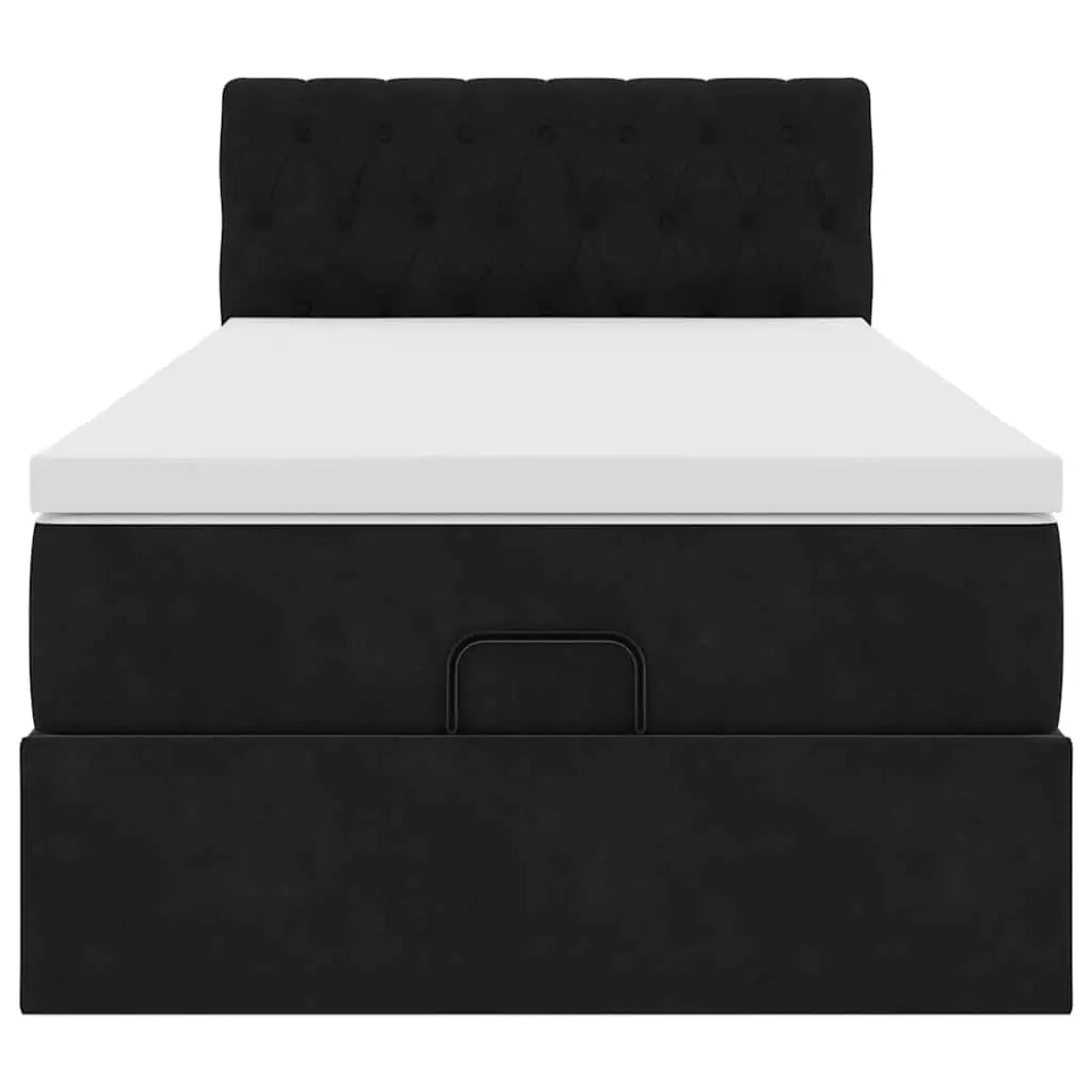 Cadre de lit ottoman avec matelas noir 90x200 cm velours - XIOS