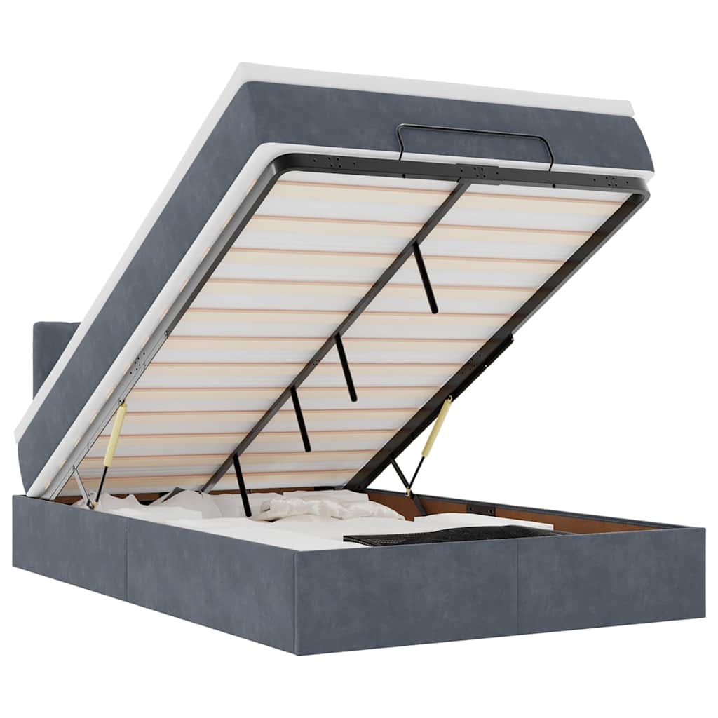 Lit ottoman avec matelas et LED gris foncé 90x200cm - XIOS